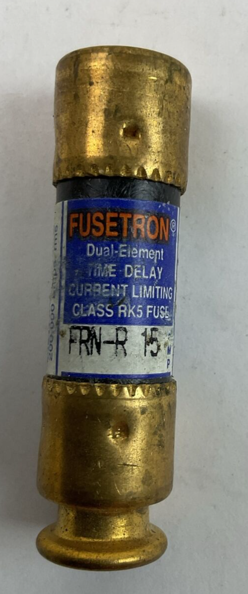 FUSETRON FRN-R 15 250VAC 15AMP DUAL-ELEMENT TIME DELAY CLASS RK5 FUSE (LOT OF 3)1