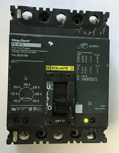 SQUARE D FAL3603015M CIRCUIT BREAKER 30A 600VAC 0