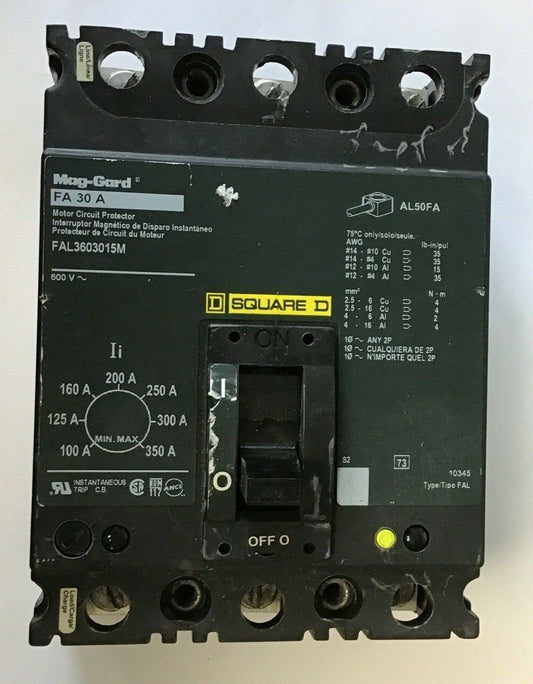 SQUARE D FAL3603015M CIRCUIT BREAKER 30A 600VAC 0