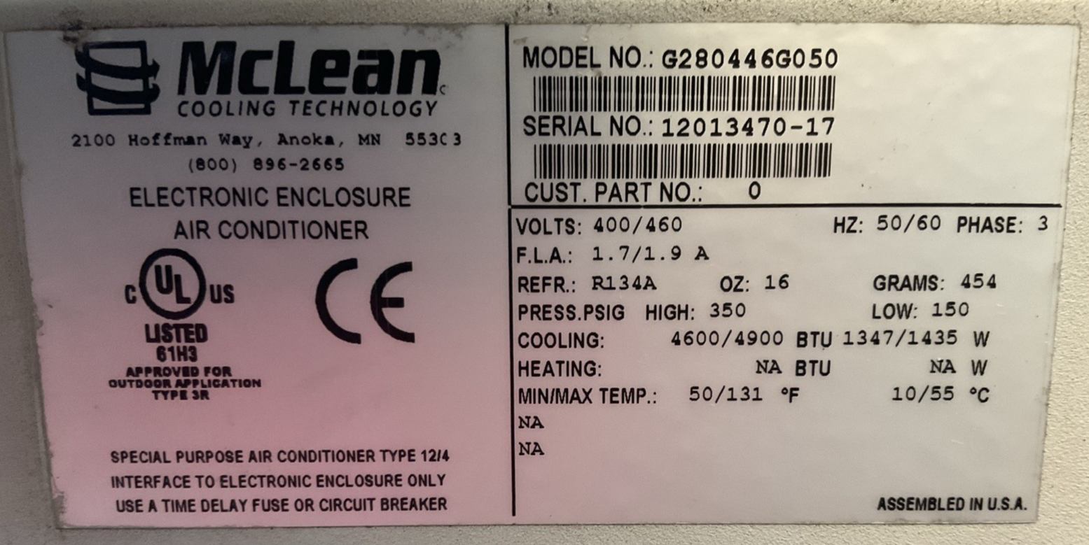 McLEAN G280446G050 AIR CONDITIONER 400/460V 3PH COOLING 4600/4900 BTU 1347/1435W1