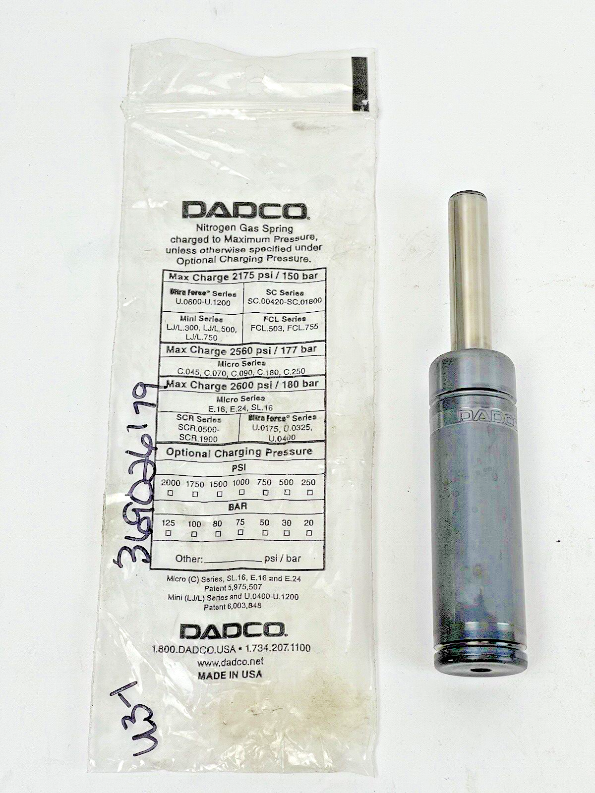 DADCO - C.180.050 - NITROGEN GAS SPRING - 2175 PSI - 150 BAR - ULTRA FORCE2