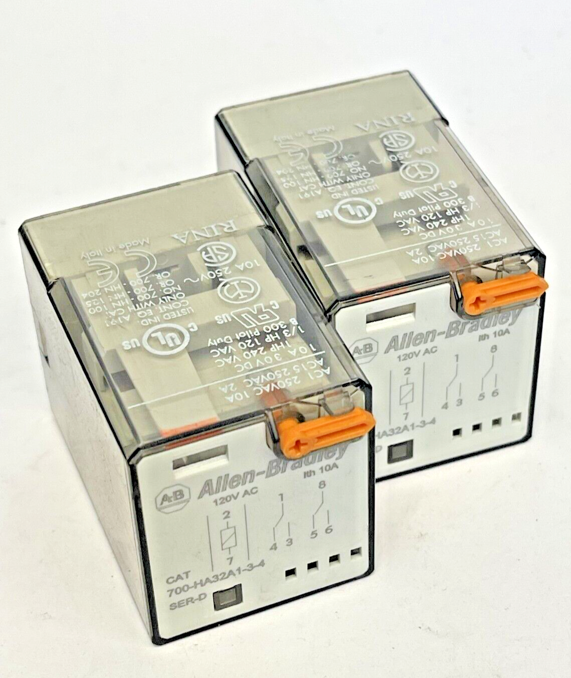 ALLEN BRADLEY *LOT OF 2* - 700-HA32A1-3-4 SER D - RELAY - 250 VAC, 1O A, 30 VDC0