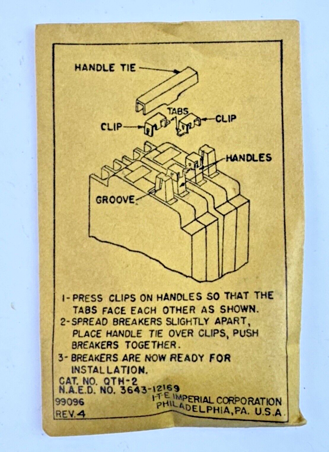 ITE / SIEMENS **LOT OF 10** QTH-2 - HANDLE TIES - FOR TYPE QT - NEW OLD STOCK2