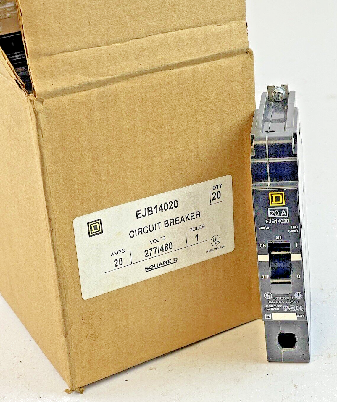 SQUARE D *BOX OF 20* - EJB14020 - CIRCUIT BREAKER - 20A/1 POLE/277 VAC - NEW3