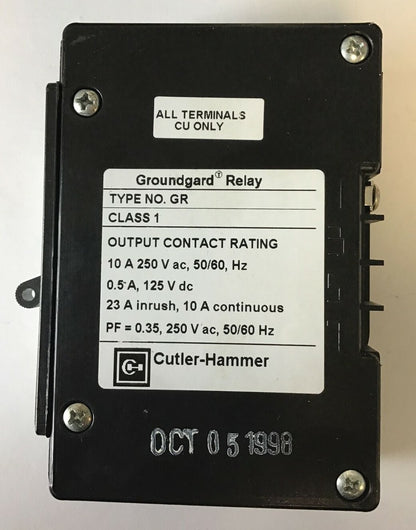 CUTLER HAMMER 5264C09H01 GROUNDGARD RELAY 4-12AMP ADJ. CLASS 1 250VAC/125VDC 2