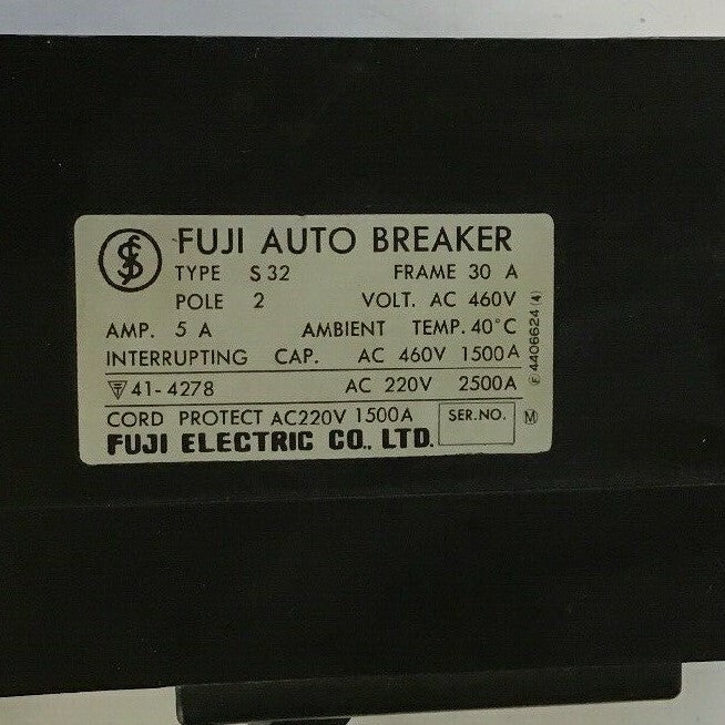 FUJI ELECTRIC S 32 AUTO BREAKER  30AMP 460VAC 2POLE2
