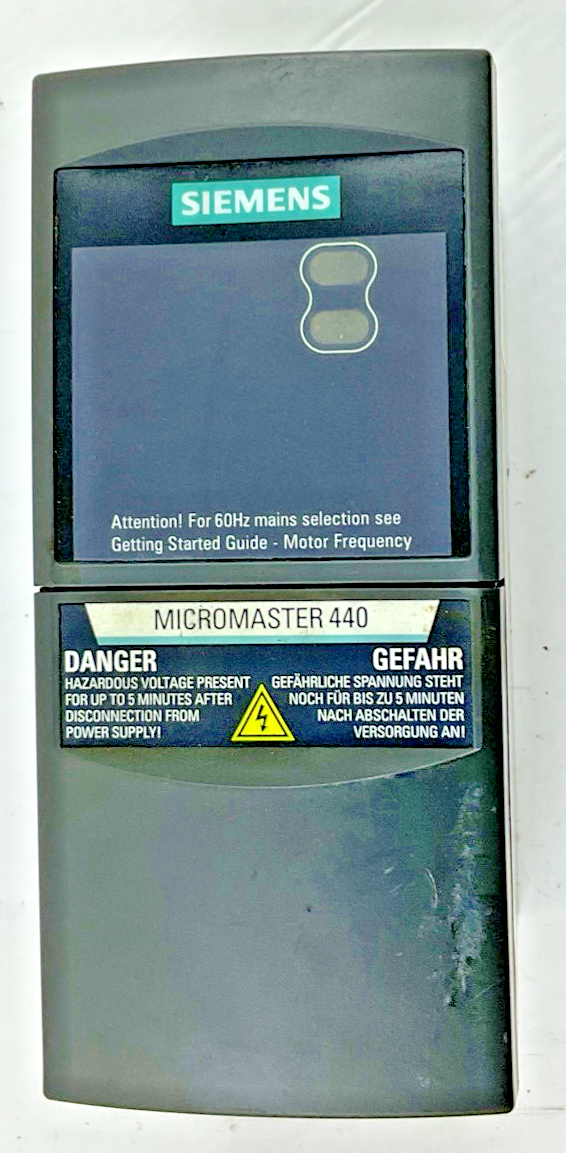SIEMENS 6SE6440-2UD13-7AA1 FREQUENCY INVERTER MICRMASTER 440 VER. H01/2.210