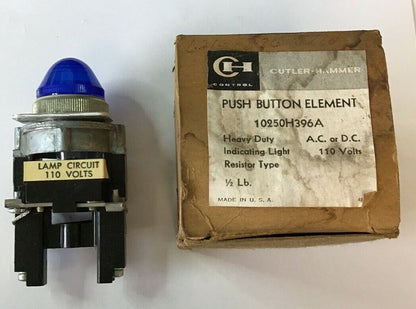 CUTLER HAMMER 10250H396A PUSH BUTTON ELEMENT INDICATING LIGHT  110V HEAVY DUTY0