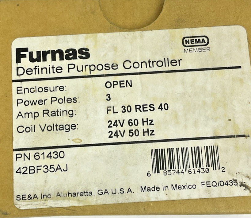 FURNAS 42BF35AJ DEFINTE PURPOSE CONTROLLER 3P 24V 50/60HZ 480/600VAC 15HP1