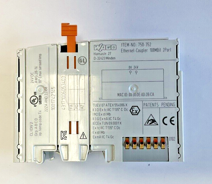 WAGO 750-352 ETHERNET COUPLER 24VDC 2PORT 100MBIL3