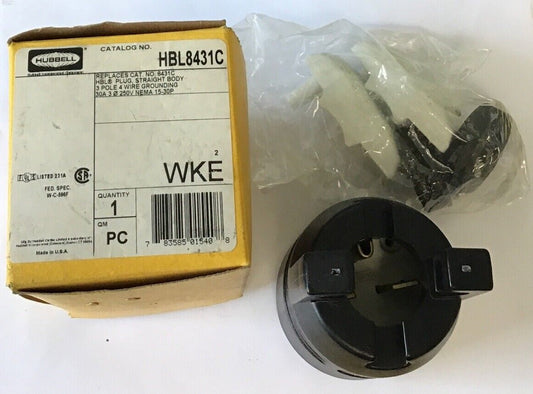 HUBBELL HBL8431C PLUG 3POLE 4WIRE 30A 250V STRAIGHT BODY 0