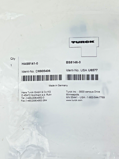 TURCK - HAS8141-0 - CIRCULAR CONNECTOR M12 - BS8146-0 - W/ HARAX RAPID TERMINAT0