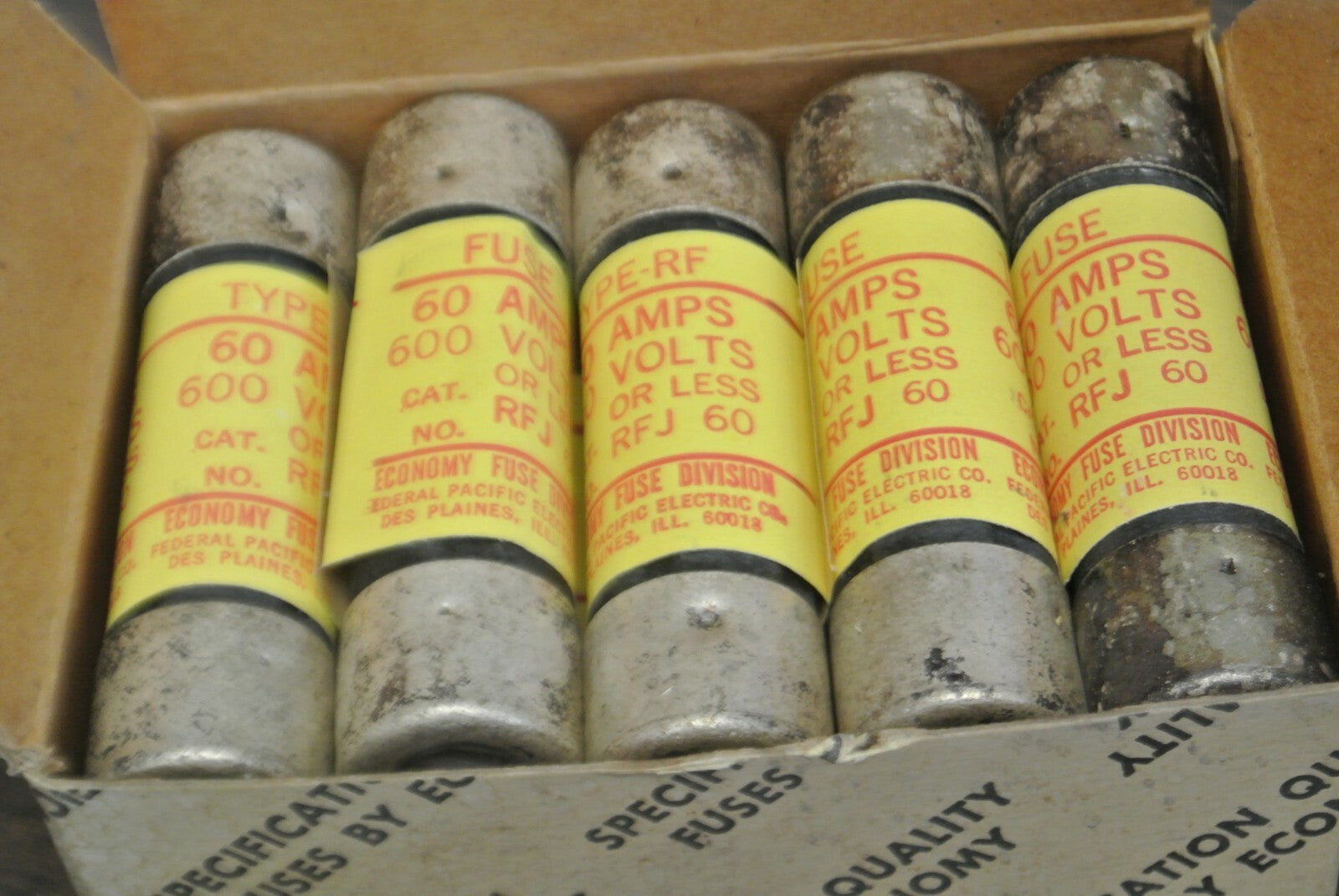 BOX of 10 / ECONOMY RFJ60 SEMICONDUCTOR FUSE / 60A / 600V / NEW SURPLUS0