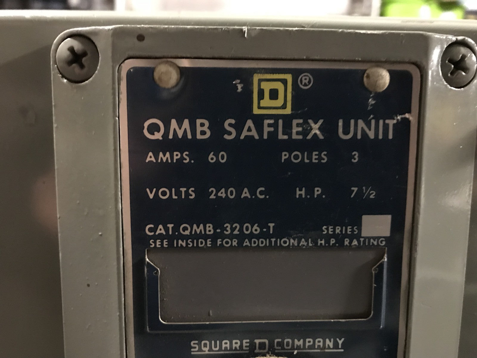 Square D QMB-3206-T Saflex Unit 60 amp, 3-pole, 240 VAC QMB3206T twin 1