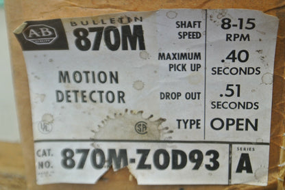 ALLEN-BRADLEY 870M-ZOD93 Ser. A / MOTION DETECTOR 8-15 RPM / NEW SURPLUS5