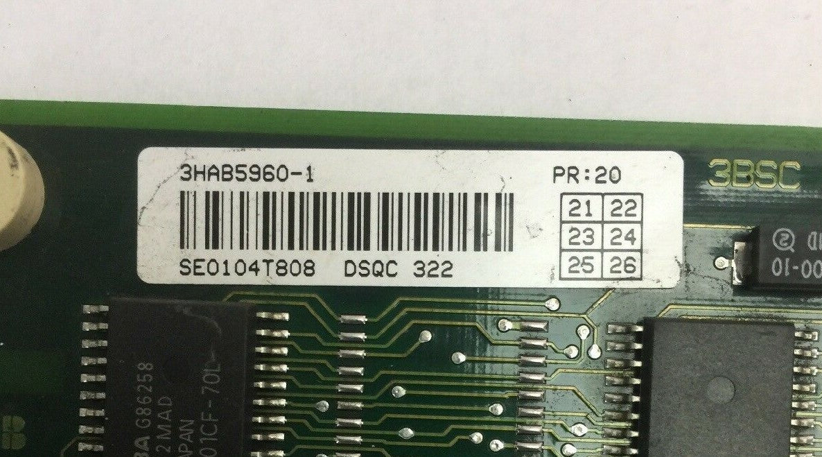 ABB DSQC 322 3HAB5960-1 ROBOT PROCESSOR CIRCUIT BOARD 3BSC 980 006 R2701
