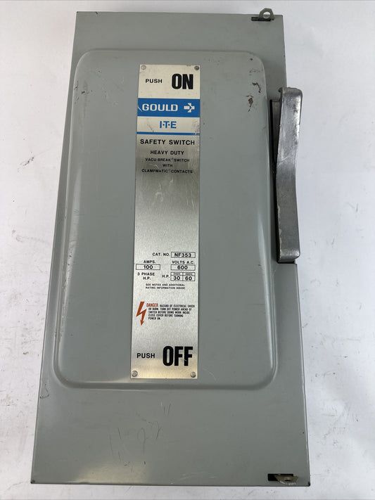 GOULD ITE NF353 VACU-BREAK SWITCH W/CLAMPMATICS CONTACTS 600VAC 100AMP 75HP 3PH0