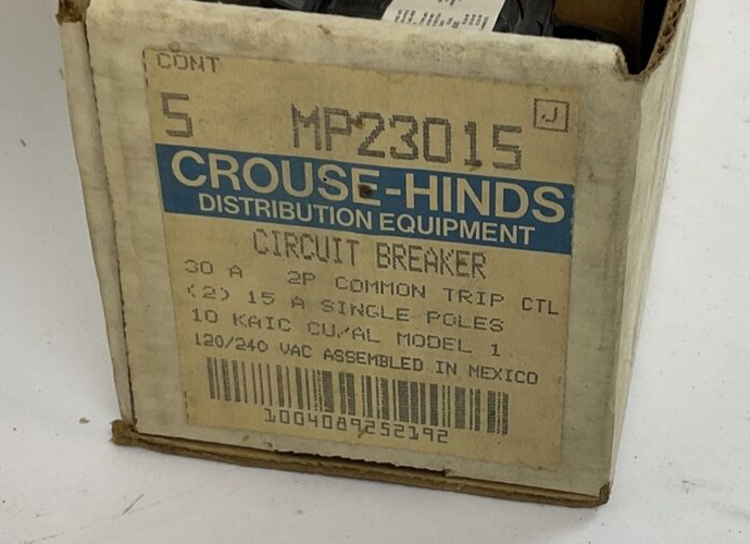 CROUSE-HINDS MP23015 CIRCUIT BREAKER 120/240VAC ***LOTOF5***2