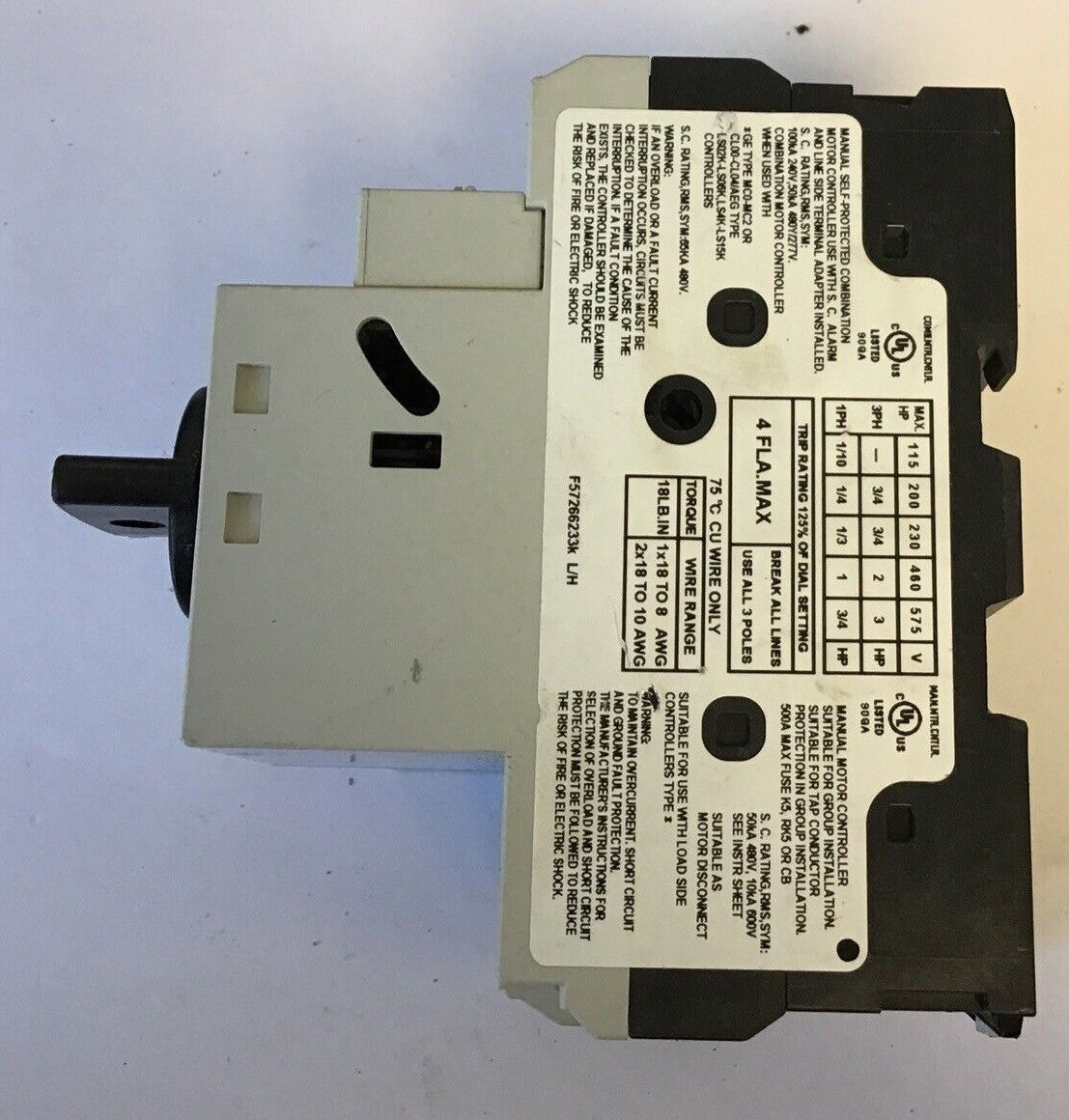 GENERAL ELECTRIC GPS1BHAH MANUAL MOTOR STARTER GPAE11LLA& (2) GPAC10FBA5
