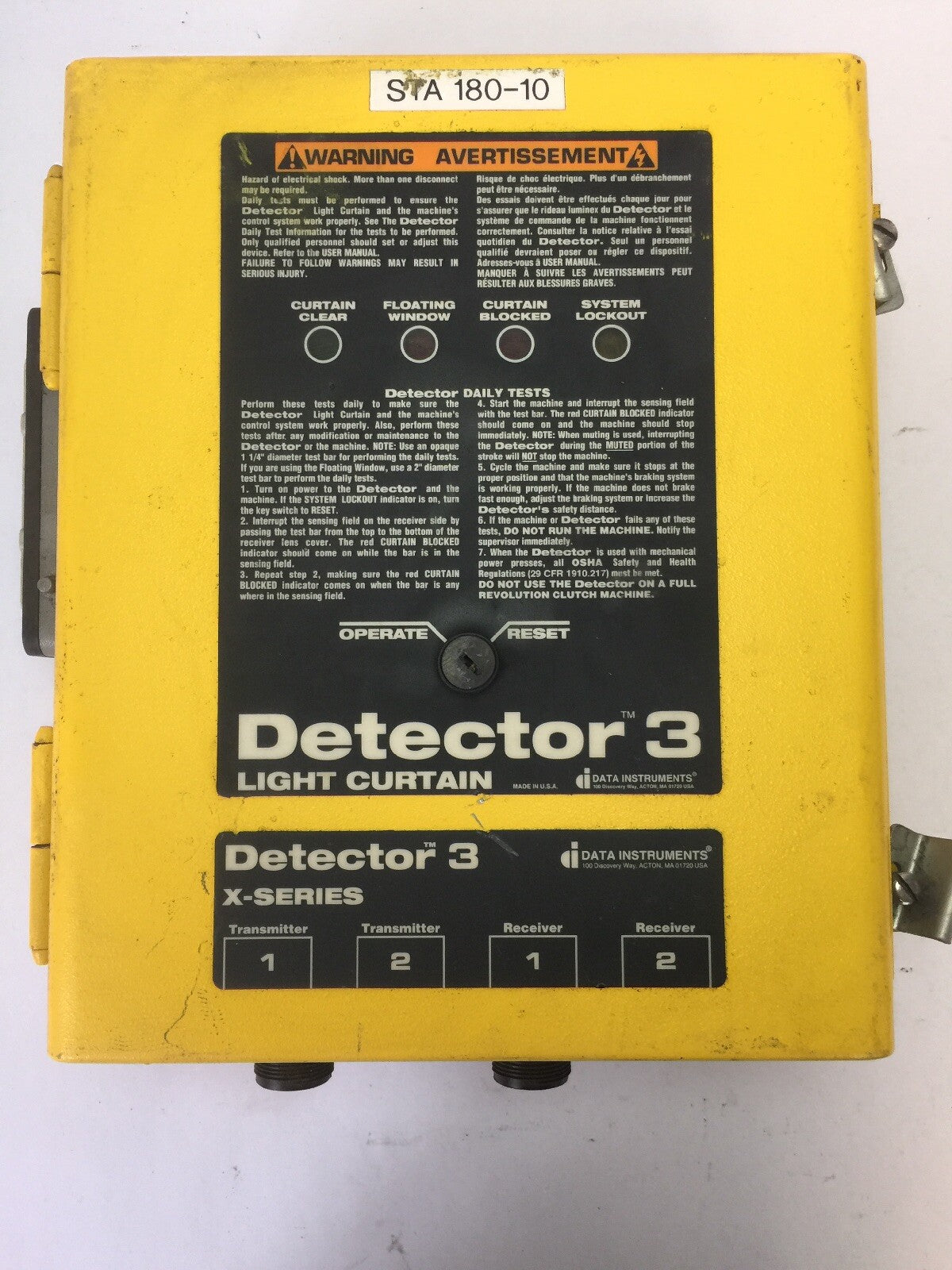 DATA INSTUMENTS/HONEYWELL 3LC-BXQDH DETECTOR 3 LIGHT CURTAIN CONTROLLER 0