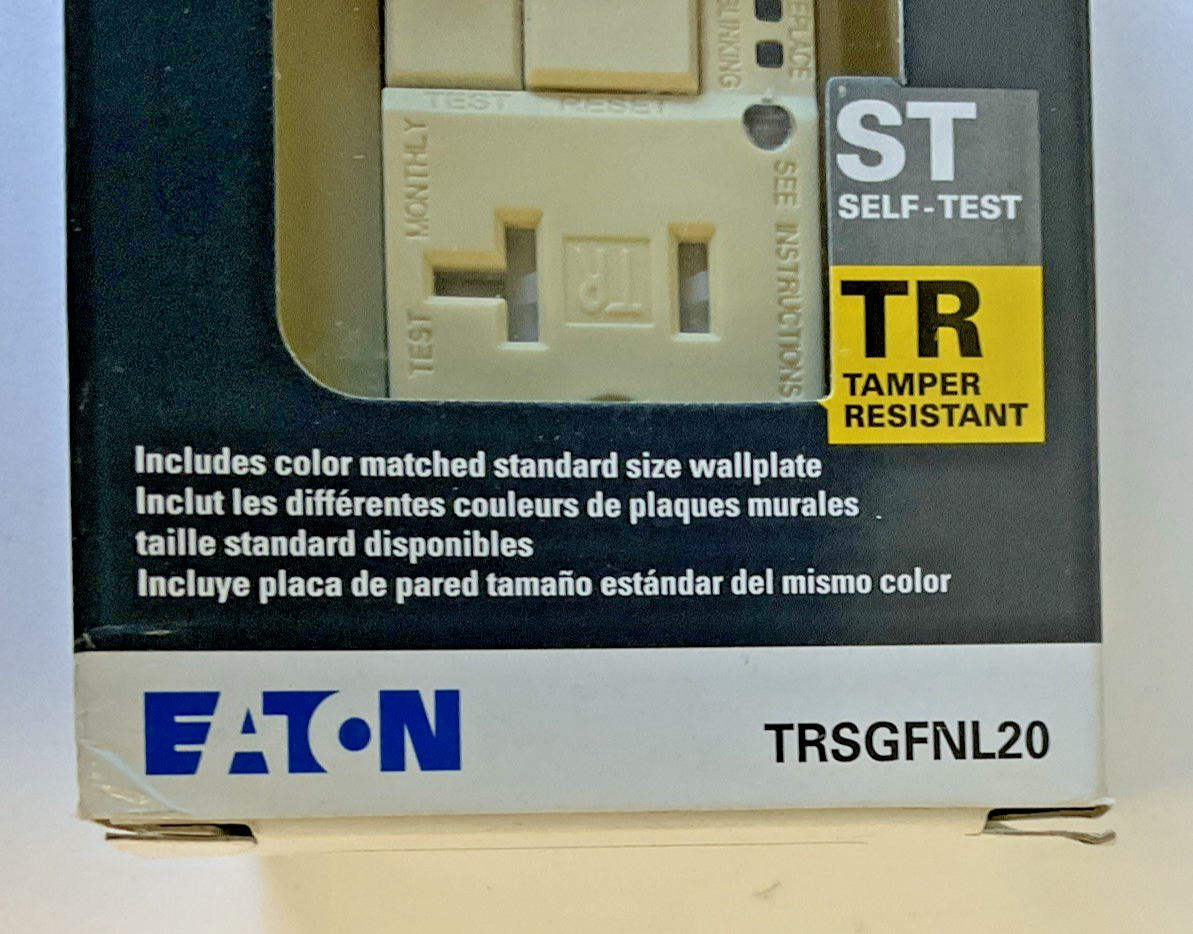 EATON TRSGFNL20 SELF-TEST RECEPTACLE W/NIGHTLIGHT 20A 125VAC2