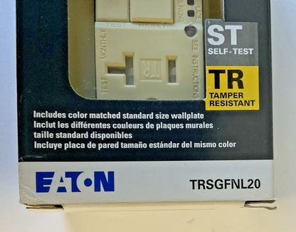 EATON TRSGFNL20 SELF-TEST RECEPTACLE W/NIGHTLIGHT 20A 125VAC2