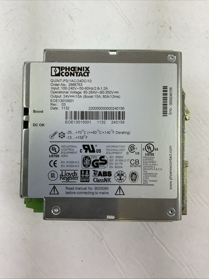 PHOENIX CONTACT QUINT-PS/1AC/24DC/10 POWER SUPPLY OUTPUT 24VDC 10A INPUT1