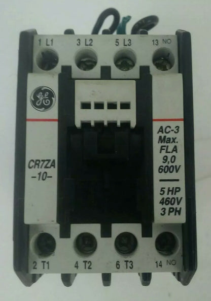GENERAL ELECTRIC CR7ZA CONTACTOR 600V 25A 3PH 7.5HP 24VDC COIL W/ CR7XS13J 2