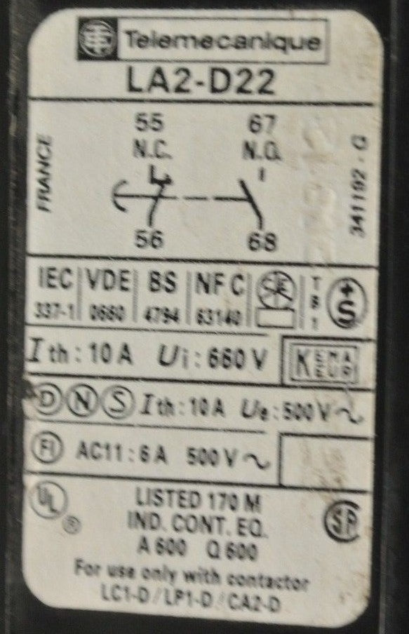 TELEMECANIQUE LA2-D22 - TIME DELAY MODULE / TIMER / ON DELAY / 0.1 to 30 SECONDS1