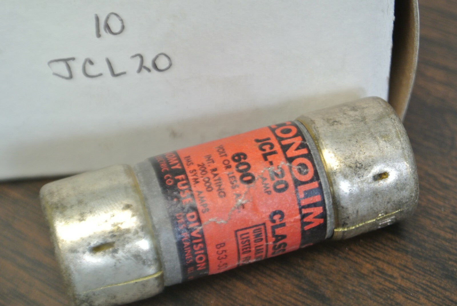 BOX of 10 / ECONOMY JCL20 ECONOLIM FUSE / 20A / 600V / NEW SURPLUS1