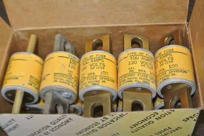 BOX of 10 / ECONOMY RFA100 RECTIFIER FUSE / 100A / 130V / NEW SURPLUS0
