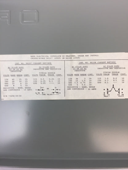 CROUSE-HINDS HU363 SAFETY SWITCH HEAVY DUTY 100A 600VAC 3 POLE TYPE 1 ENCLOSURE3