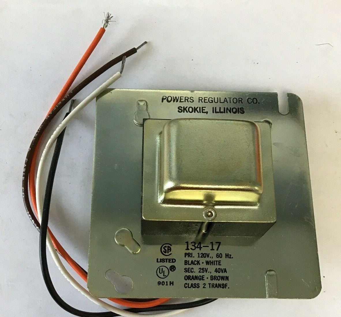 POWERS REGULATOR CO. 134-17 PRI.120V 60HZ SEC. 25V 40VA CLASS 2 1