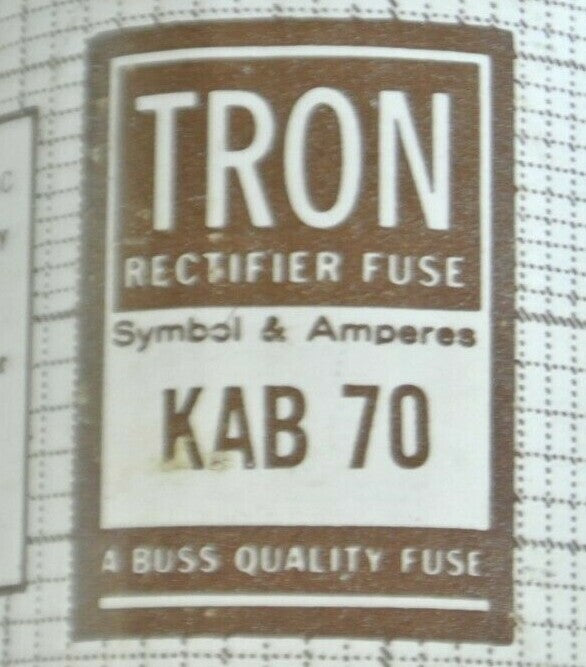 BUSSMANN / TRON KAB70 RECTIFIER FUSE / 250V / 70A / NEW SURPLUS / EACH1
