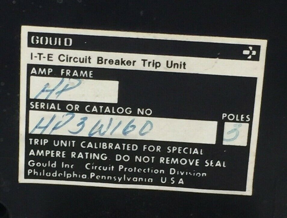 ITE GOULD HP3W160 CIRCUIT BREAKER TRIP UNIT 1600AMP 3POLE1