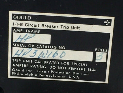 ITE GOULD HP3W160 CIRCUIT BREAKER TRIP UNIT 1600AMP 3POLE1