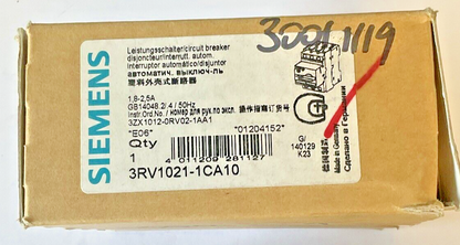 SIEMENS 3RV1021-1CA10 MOTOR CONTROL 1.8-2.5A1