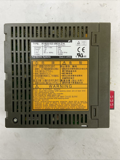 FUJI FALDIC RYB201S3-VBC-Z14 SERVO DRIVE OUTPUT 49V INPUT 100-115V1