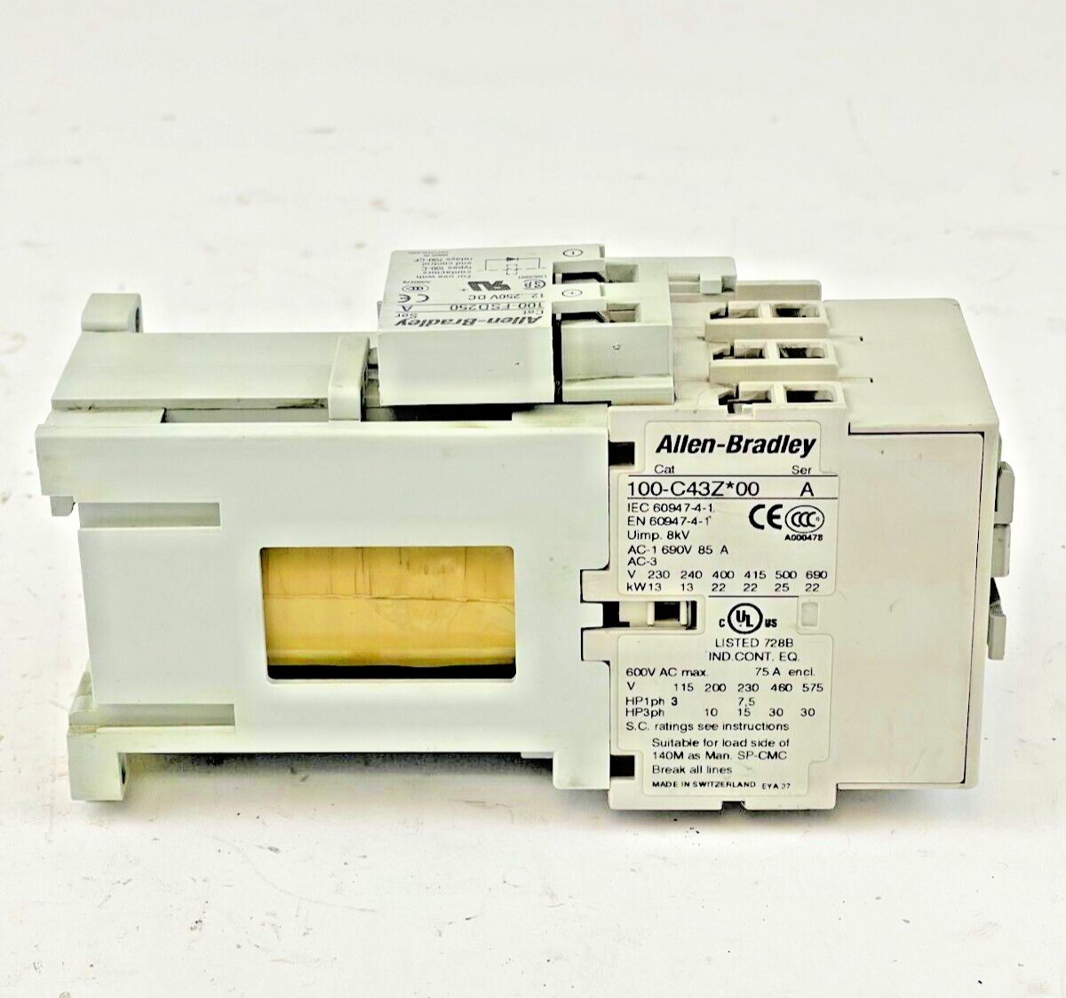 ALLEN BRADLEY - 100-C43Z*00 SER. A 25VDC COIL - 100-S SER. B - 100-FSD250 SER. A4