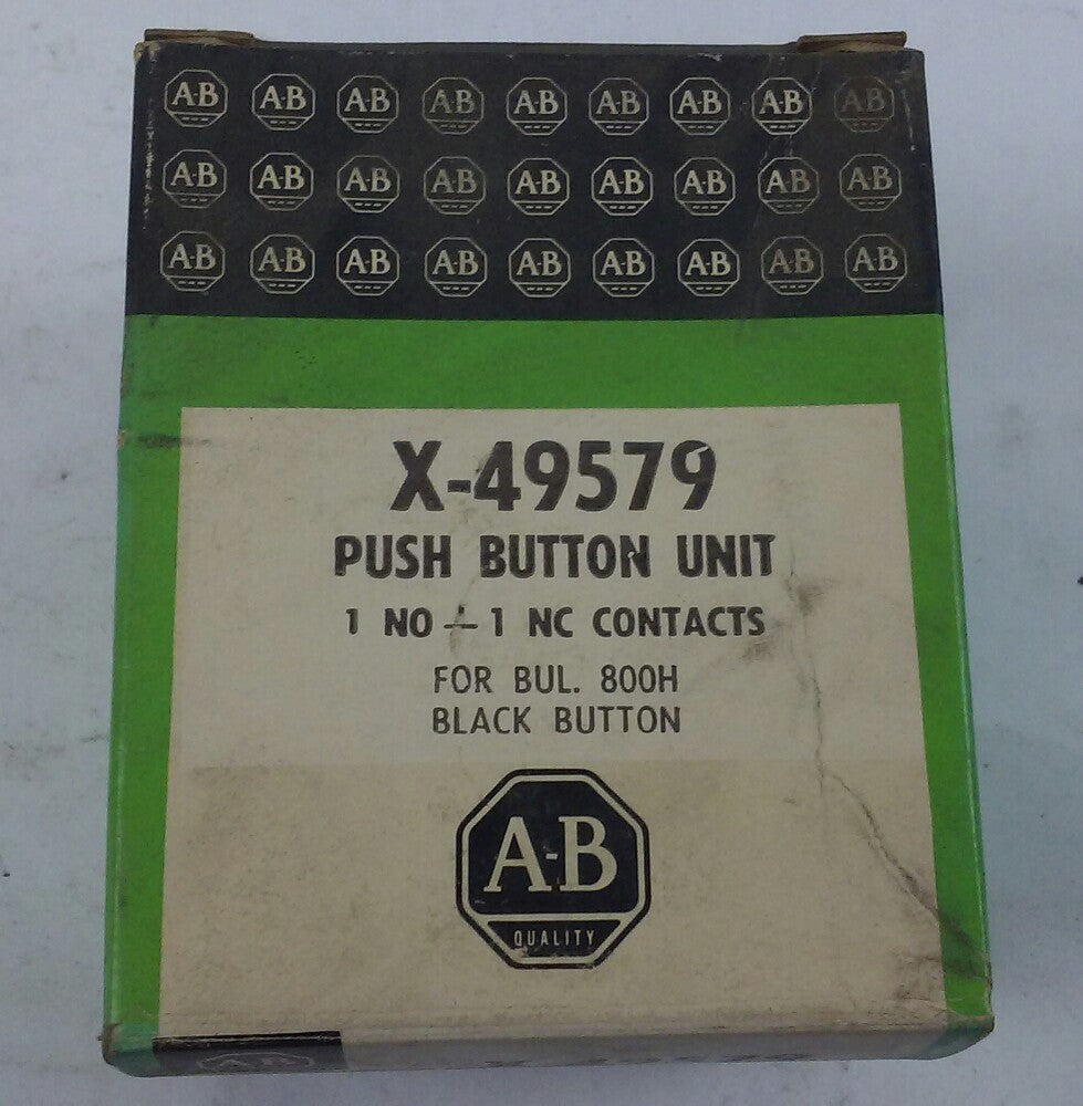 New Allen-Bradley 1NO 1NC Black Push Button Unit for Bulletin 800H, X-49579 0