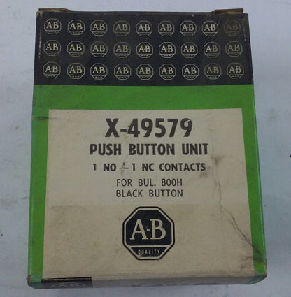 New Allen-Bradley 1NO 1NC Black Push Button Unit for Bulletin 800H, X-49579 0