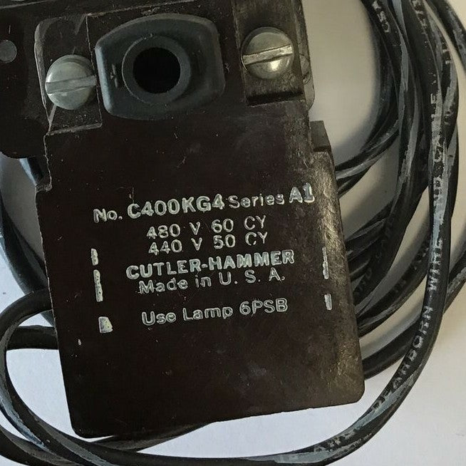 CUTLER HAMMER C400KG4 SER.A1 COVER CONTROL KIT W/PILOT LIGHT 480V 60CY C400KG4C3