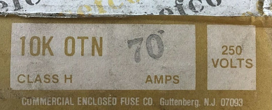 CEFCO 10KOTN70 ONE TIME FUSE 250V 70AMP ****LOTOF5****0