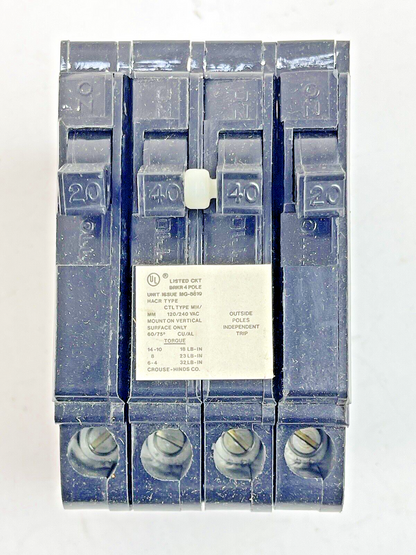 CROUSE-HINDS *BOX OF 5* - MP24020- 2 POLE,20/40/40/20 A, 240 VAC CIRCUIT BREAKER3