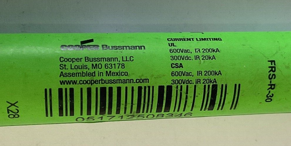 BUSSMANN FRS-R-30 FUSE 600VAC 300VDC RK5****LOTOF2****2