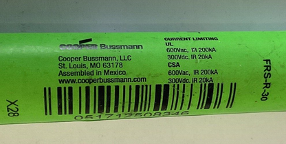 BUSSMANN FRS-R-30 FUSE 600VAC 300VDC RK5****LOTOF2****2