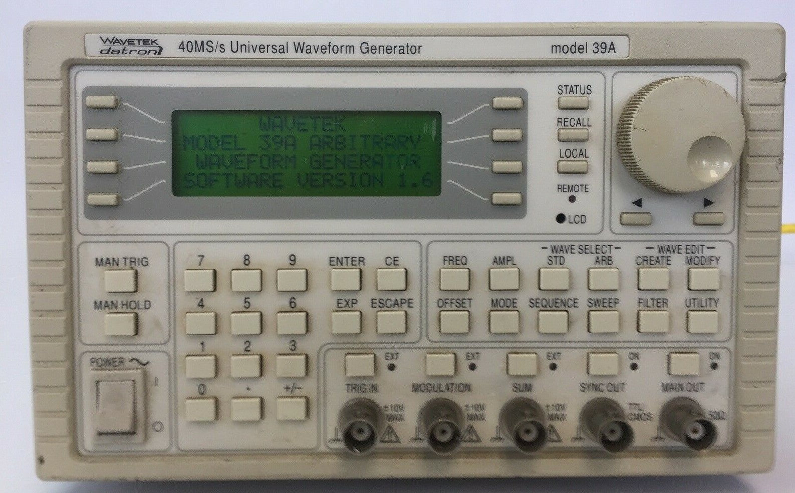 WAVETEK MODEL 39A 40MS/s UNIVERSAL WAVEFORM GENERATOR0