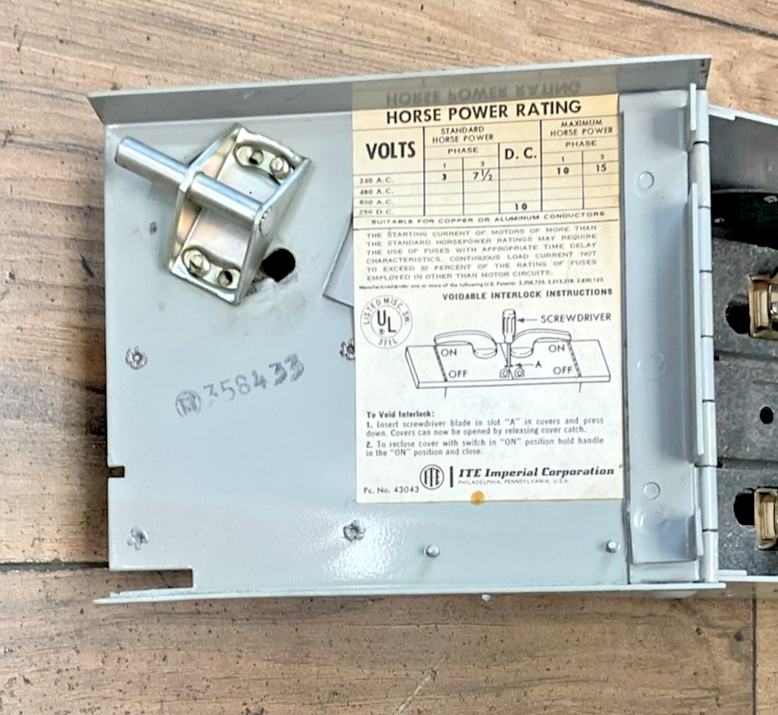 ITE V2B2222LR CLAMPOMATIC VACU-BREAK 60A 250V 2POLE 10HP***SEE DESCRIPTION***6