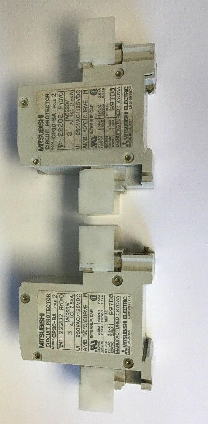 MITUBISHI CP30-BA 3AMP CIRCUIT PROTECTOR 2POLE 250VAC/125VDC (LOT OF 2)1