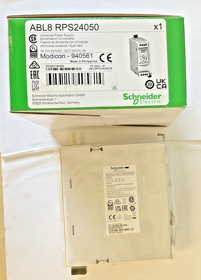 SCHNEIDER ELECTRIC ABL8RPS24050 POWER SUPPLY MODICON 940561 24VDC 5A 500VAC0